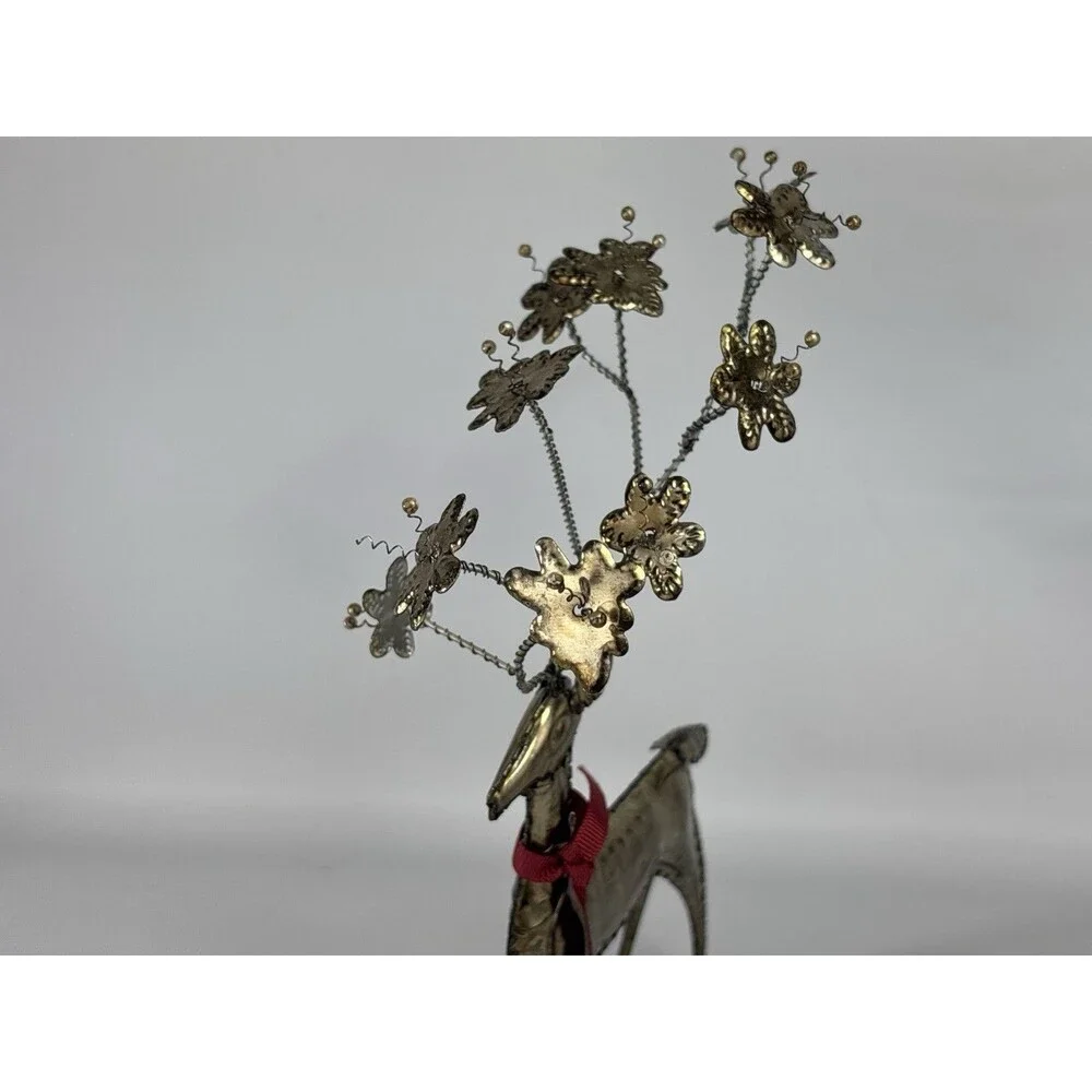 2x Pottery Barn Pressed Metal Reindeer Christmas Flower Antlers UNIQUE Decor HTF